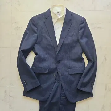 SUIT SELECT 네이비 스트라이프 셋업 수트