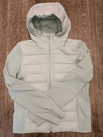 Lululemon 후드 부착 다운 자켓 민트 그린
