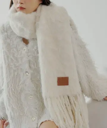 CHICO 샤기 프린지 머플러 아이보리