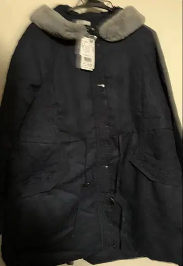 axes femme 새상품 후드 부착 미들 기장 모즈 코트 네이비 L