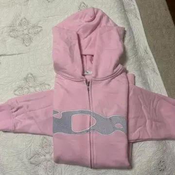 핑크색 후드 부착 집업 후드티