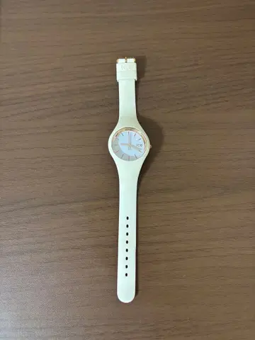 실리콘 밴드 손목시계 크림색 오렌지 컬러