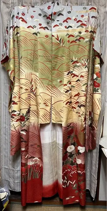 후리소데 다색 꽃무늬 풀세트 새상품급