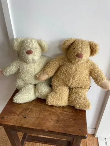 화이트 베이지 곰 봉제 인형 앤티크 레어 기념품 골동품