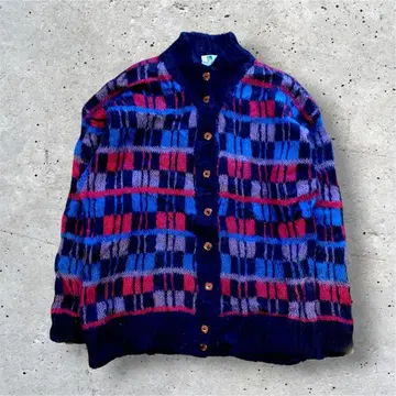 vintage 모헤어 가디건 버튼 디자인 멀티 컬러