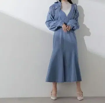 [ 미사용 새상품 ] 데님 원피스 데님 자켓 셋업