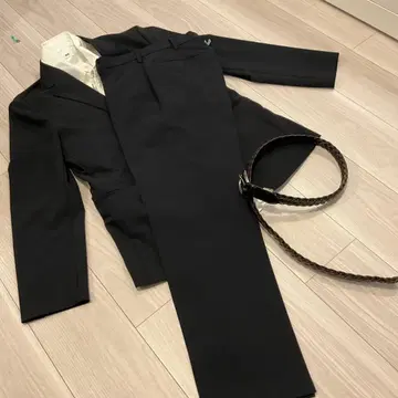 [ 거의 미사용 클리닝 완료 ] 네이비 칸도우 자켓 수트 셋업 S 벨트