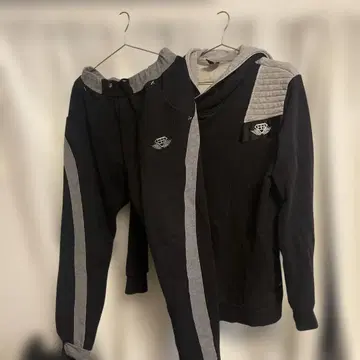 캐주얼 후드티 블랙/그레이 셋업