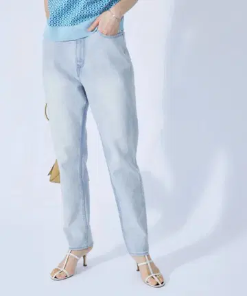 ROPE 스트레치 데님 하이웨스트 테이퍼드 팬츠