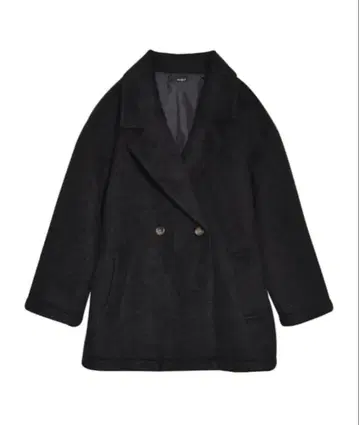 리디 페이크 울 샤기 더블 테일러드 자켓 블랙