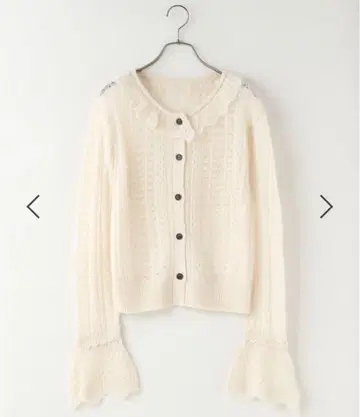 LOWRYS FARM 레이시 프릴 가디건 아이보리