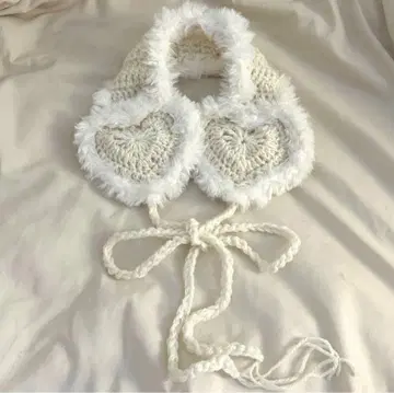 하트 귀도리 귀마개 화이트