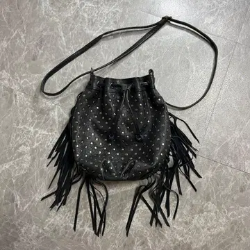 y2k 그런지 가죽 백 스터드 프린지