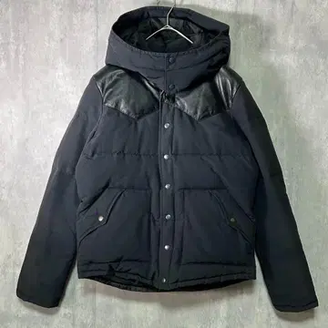 american rag cie 다운 자켓 가죽 패치 블랙