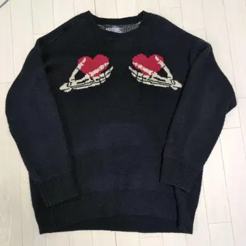 additive 니트 스웨터 L 사이즈 해골 하트