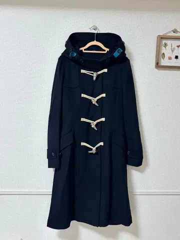 블랙 더플 코트 후드 부착