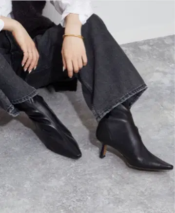 Plage CONTIGO 스트레치 숏 포인티드 부츠 블랙 39