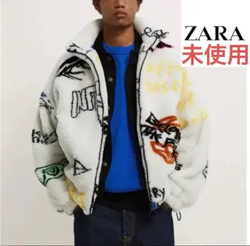 새상품급 미사용 자라 그래피티 플리스 자켓 보아 아우터