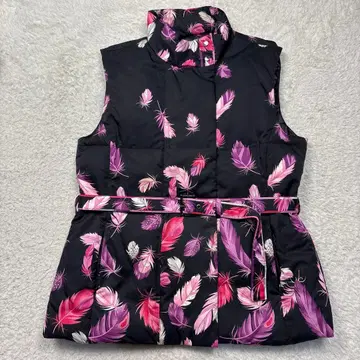 LEONARD 레오나르 다운 베스트 페더 프린트 빅 사이즈