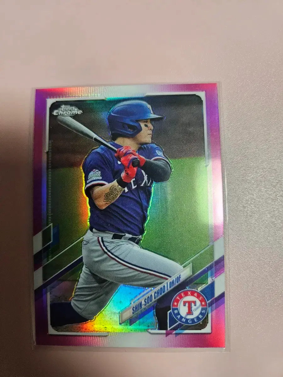 추신수 2021 Topps Chrome Pink 리플렉터 카드