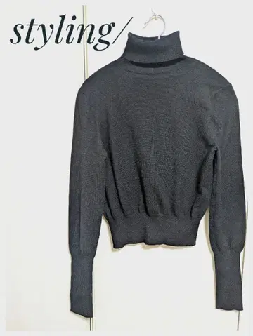 [새상품급] styling/ 하이넥 니트 숏 기장 블랙