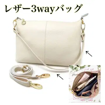 천연 가죽 숄더백 여성용 3way 핸드백 화이트 화이트