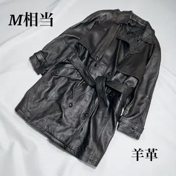블랙 양가죽 트렌치코트 M 상당 레트로 멋짐