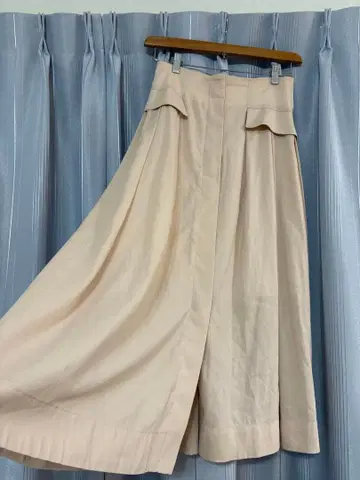 ROPE 핑크 베이지 플레어 스커트 포켓 부착