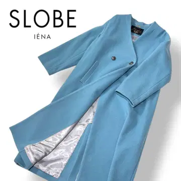 [SLOBE IENA] 스카이블루 더블 브레스트 롱 코트 노카라