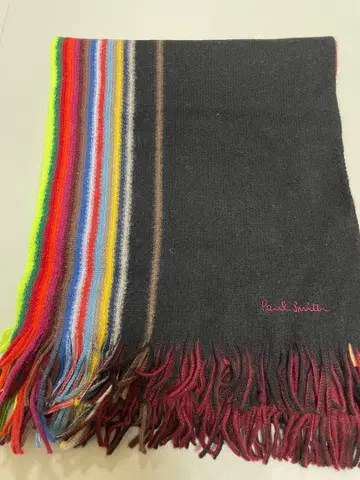 [ 새상품급 ] Paul Smith 울 머플러 블랙/빨간색