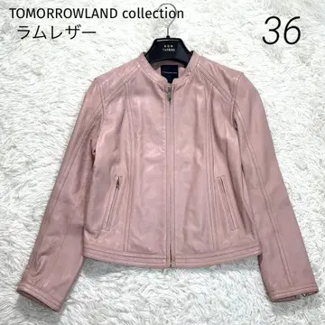 투모로우랜드 컬렉션 램 가죽 노카라 자켓 핑크 36