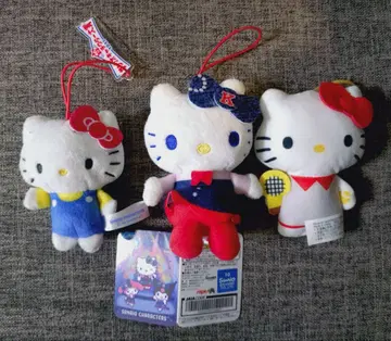 헬로키티 봉제 인형 마스코트 데님 쇼타임 마스코트 등 3점