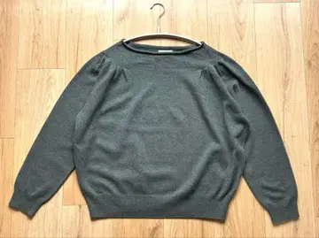 yuni 보트넥 니트 울 모스그린