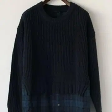 새상품급 시니컬 니트 도킹 원피스 롱 체크 무늬 네이비 겨울