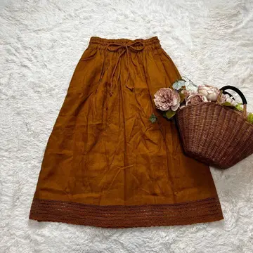 미사용 이치 ichi 린넨 스커트 브라운