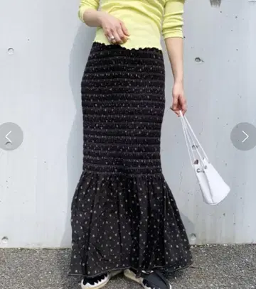 빈티지 미니 플라워 프린트 셔링 스커트