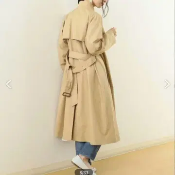 SHIPS 스탠드 카라 베이지 빅 칼라 트렌치코트 오피스