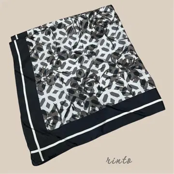 rinto 실크 스카프 이탈리아제 기하학 패턴과 꽃무늬