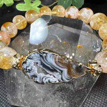 마노 지오이드 엔젤 페더 시트린 팔찌