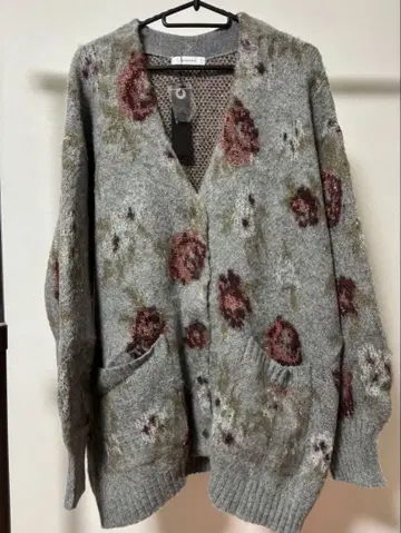 JEANASIS 꽃무늬 가디건 그레이 F