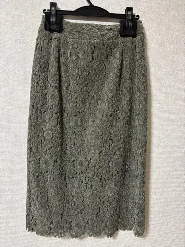 올리브 그린 레이스 스커트 natural beauty BASIC