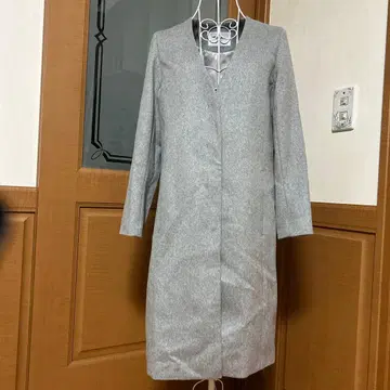 오파크 클립 그레이 체스터 코트 울 혼방 38