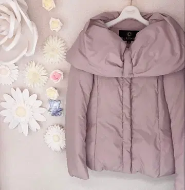 새상품급 클레이사스 빅 컬러 다운 자켓 핑크 베이지 계열 38 M