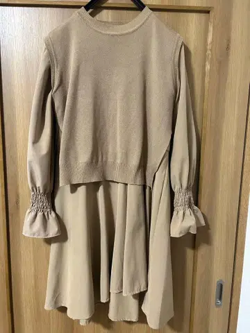 베이지 니트 드레스 사이즈 F