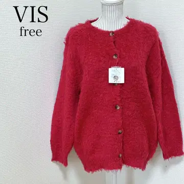 VIS   샤기 튜닉 가디건 레드 택 포함 미사용 새상품
