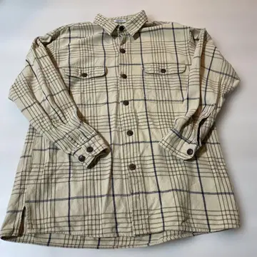 체크 무늬 긴팔 셔츠 베이지