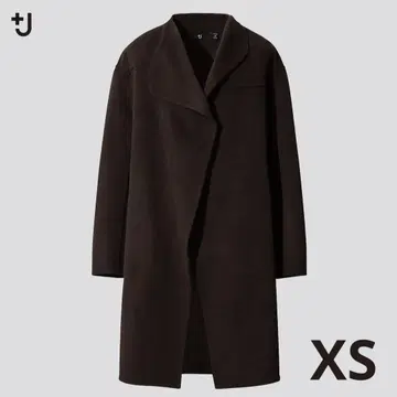 [택 포함 새상품] 캐시미어 블렌드 노카라 코트 질 샌더 다크 브라운