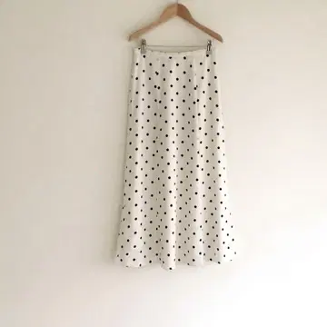 NOBLE 노블 도트 프린트 플레어 스커트 아이보리 38