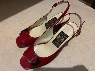 MIHAMA 24.5 미 빨간색 오픈토 하이힐 7cm 힐