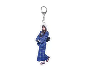 파랑 체크 무늬 아이돌 키링